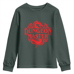 Funny Dungeon Master Youth Sweatshirt RPG Gamer D20 Tabletop Red Dragon TS11 Dark Forest Green Print Your Wear