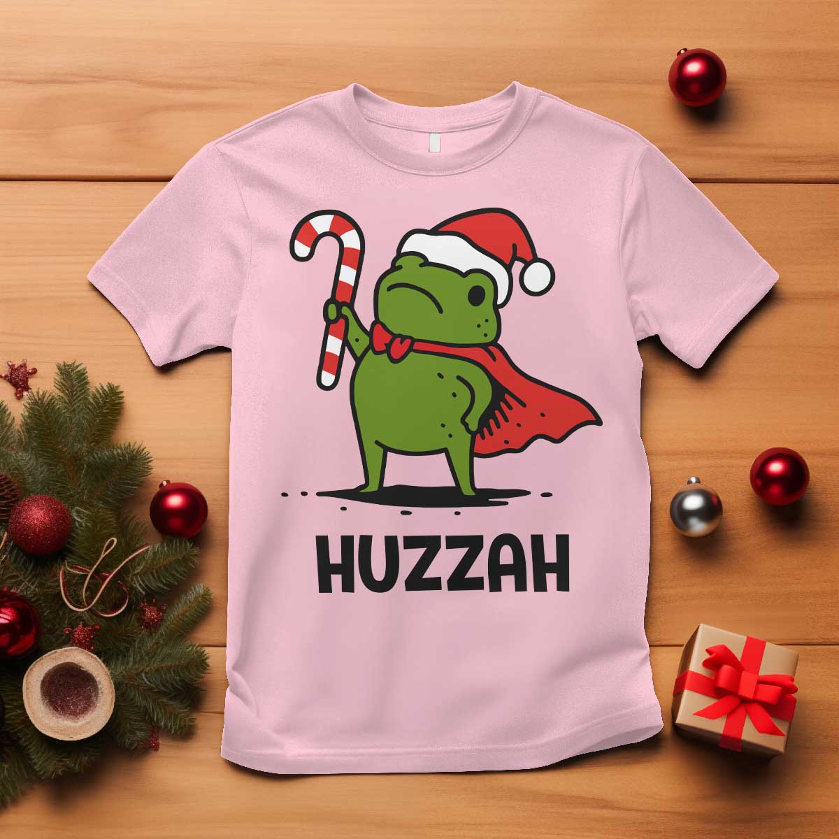 Funny Christmas Huzzah Frog Knight Meme Quote T Shirt TS11 Light Pink Print Your Wear