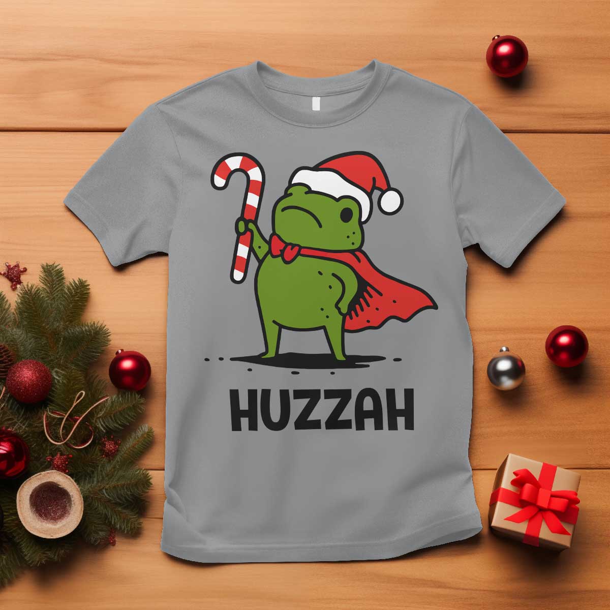 Funny Christmas Huzzah Frog Knight Meme Quote T Shirt TS11 Sport Gray Print Your Wear