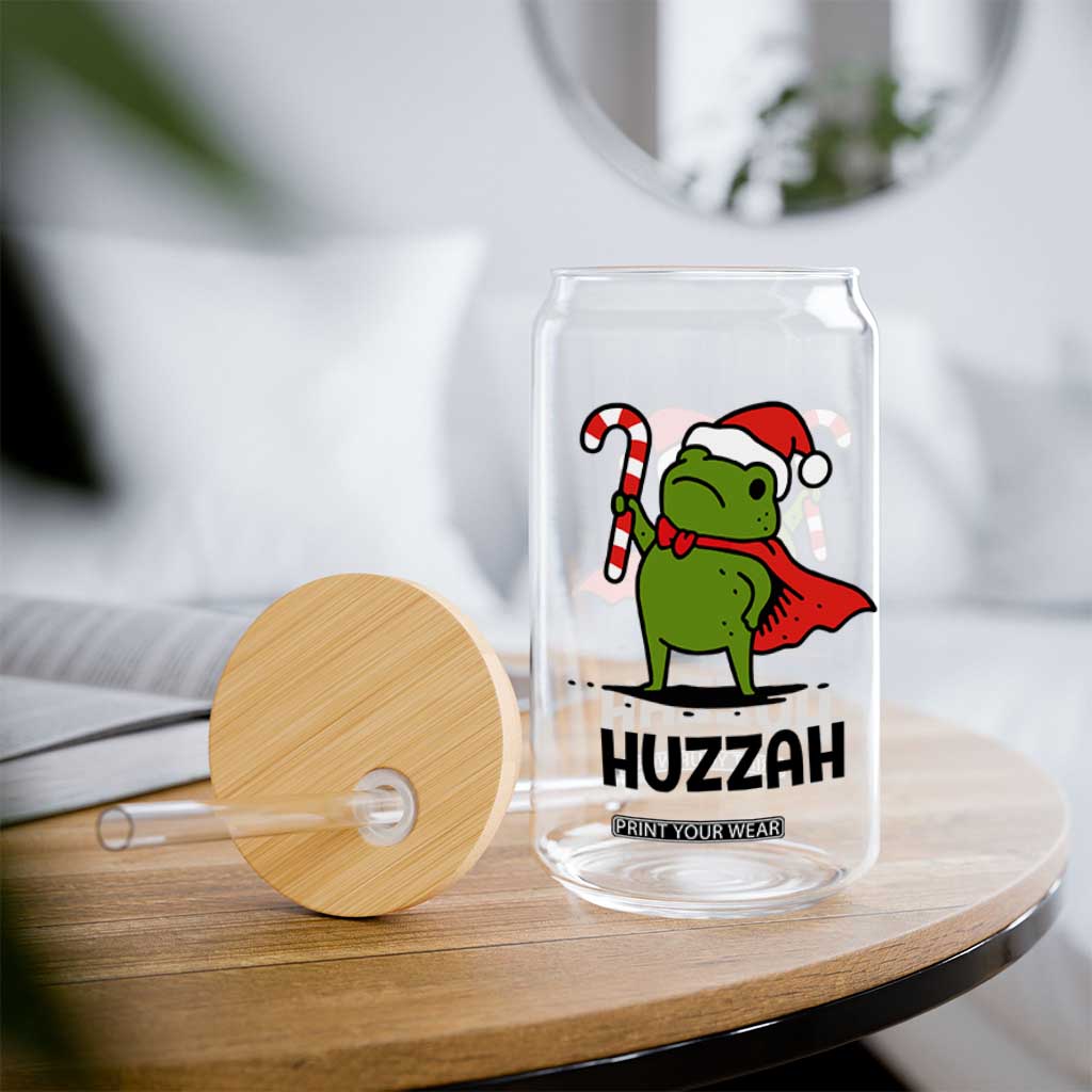 Funny Christmas Huzzah Frog Knight Meme Quote Glass Can TS11 Print Your Wear