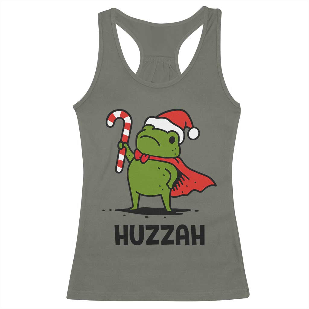 Funny Christmas Huzzah Frog Knight Meme Quote Racerback Tank Top TS11 Military Green Print Your Wear