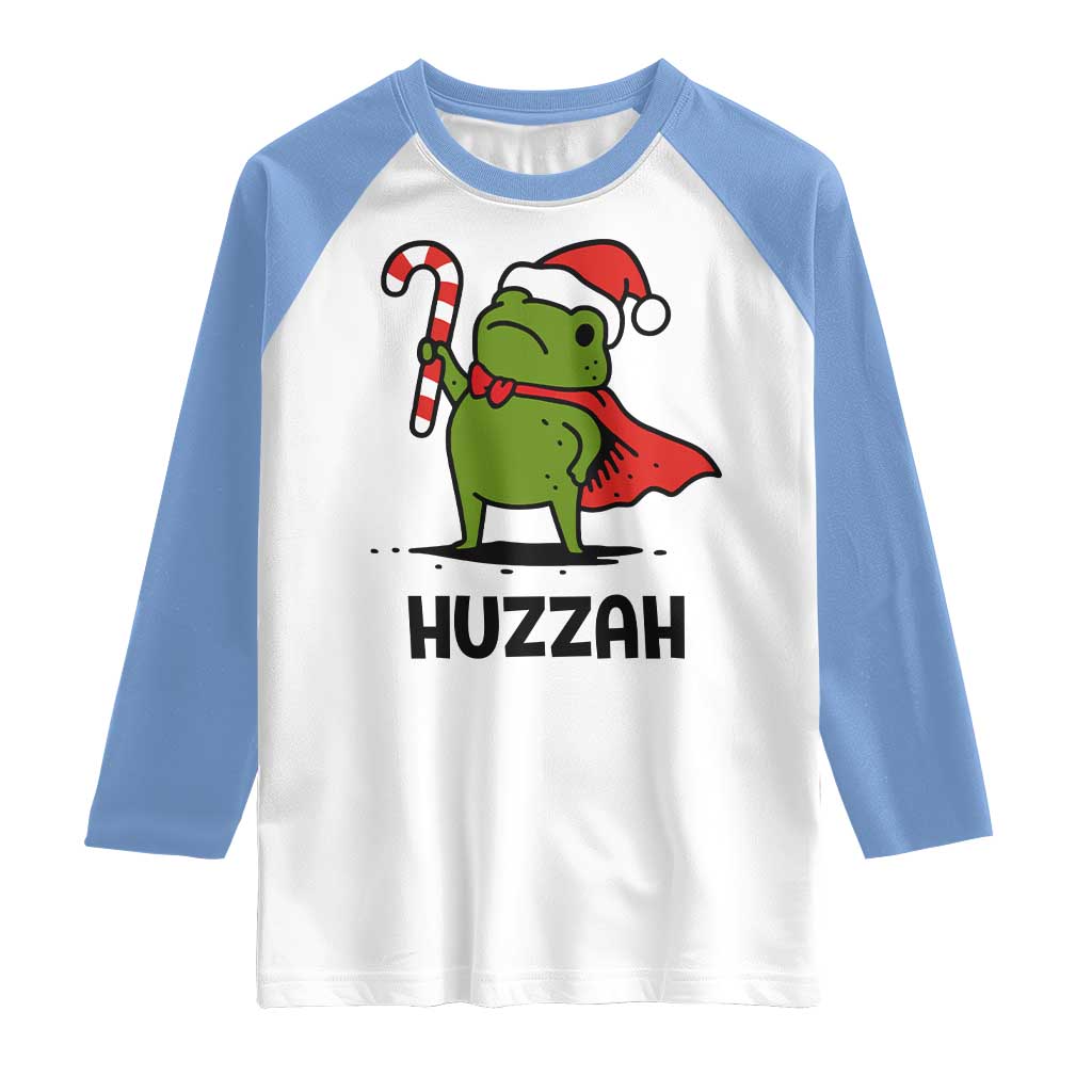 Funny Christmas Huzzah Frog Knight Meme Quote Raglan Shirt TS11 White Carolina Blue Print Your Wear