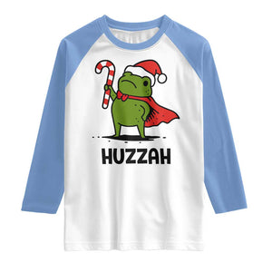 Funny Christmas Huzzah Frog Knight Meme Quote Raglan Shirt TS11 White Carolina Blue Print Your Wear