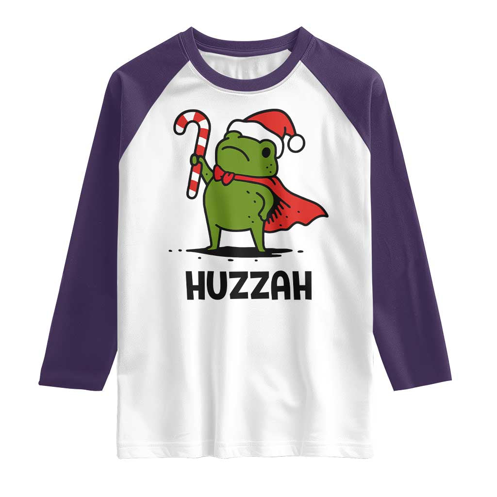 Funny Christmas Huzzah Frog Knight Meme Quote Raglan Shirt TS11 White Purple Print Your Wear