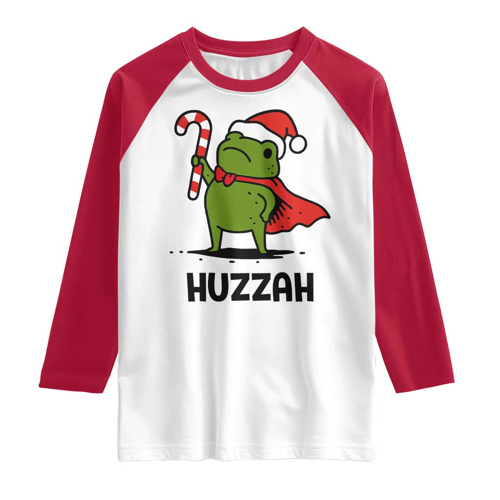 Funny Christmas Huzzah Frog Knight Meme Quote Raglan Shirt TS11 White Red Print Your Wear