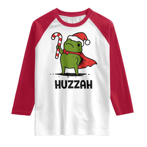 Funny Christmas Huzzah Frog Knight Meme Quote Raglan Shirt TS11 White Red Print Your Wear