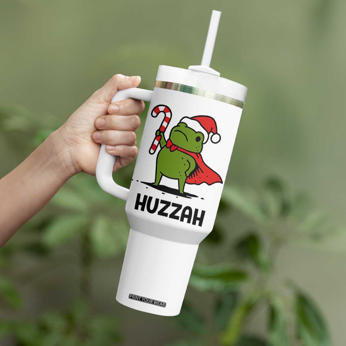 Funny Christmas Huzzah Frog Knight Meme Quote Tumbler With Handle TS11 Print Your Wear
