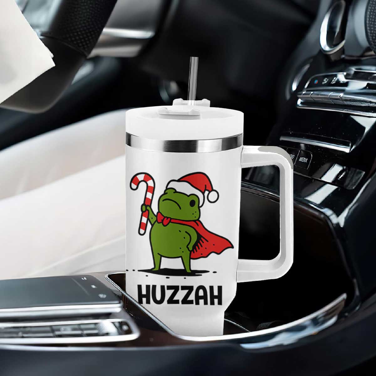 Funny Christmas Huzzah Frog Knight Meme Quote Tumbler With Handle TS11 Print Your Wear