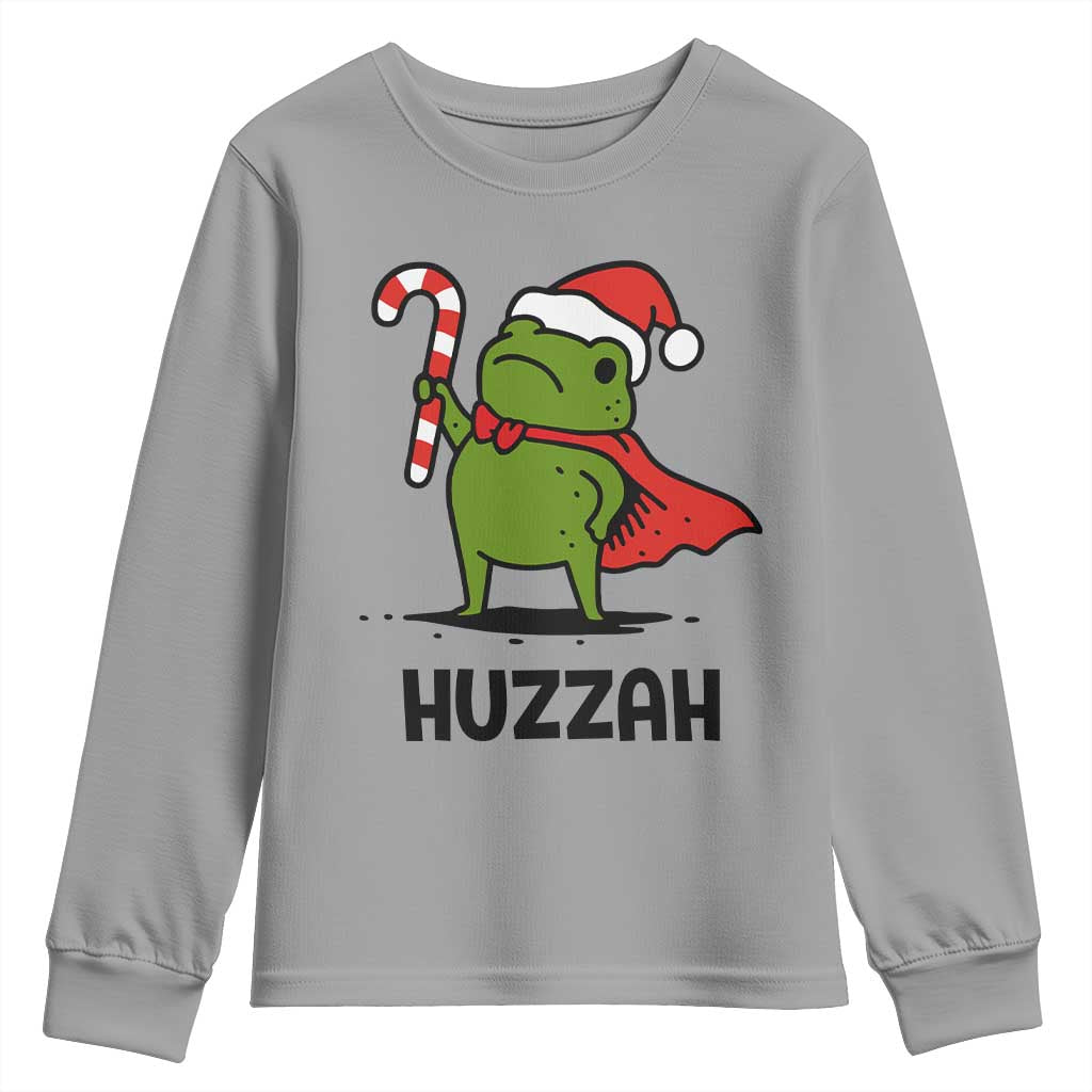 Funny Christmas Huzzah Frog Knight Meme Quote Youth Sweatshirt TS11 Sport Gray Print Your Wear