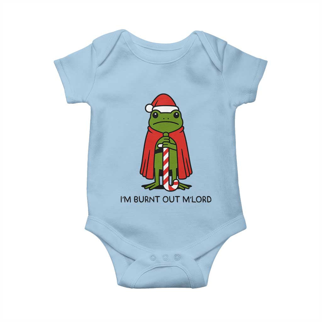 Funny Christmas Frog Knight Baby Onesie I Am Burnt Out M Lord Medieval Meme TS11 Light Blue Print Your Wear