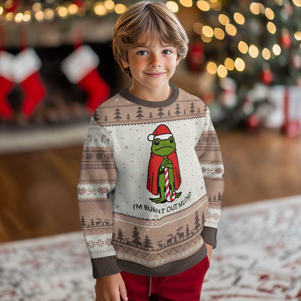 Funny Xmas Frog Knight Ugly Christmas Sweater I Am Burnt Out M Lord Medieval Meme TS11 Mocha Mousse Print Your Wear