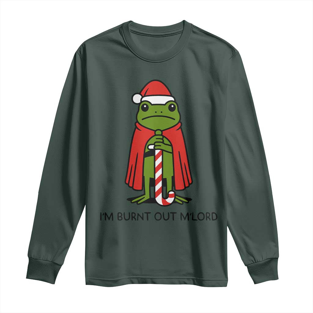 Funny Christmas Frog Knight Long Sleeve Shirt I Am Burnt Out M Lord Medieval Meme TS11 Dark Forest Green Print Your Wear