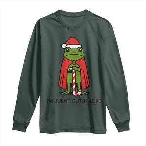 Funny Christmas Frog Knight Long Sleeve Shirt I Am Burnt Out M Lord Medieval Meme TS11 Dark Forest Green Print Your Wear
