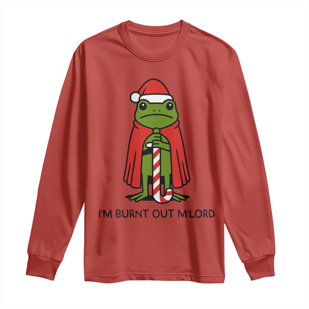 Funny Christmas Frog Knight Long Sleeve Shirt I Am Burnt Out M Lord Medieval Meme TS11 Red Print Your Wear