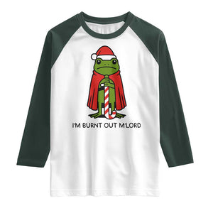 Funny Christmas Frog Knight Raglan Shirt I Am Burnt Out M Lord Medieval Meme TS11 White Dark Forest Green Print Your Wear