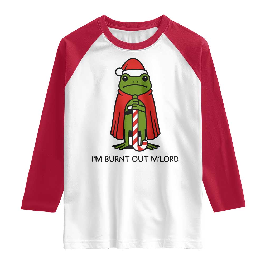 Funny Christmas Frog Knight Raglan Shirt I Am Burnt Out M Lord Medieval Meme TS11 White Red Print Your Wear