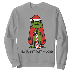 Funny Christmas Frog Knight Sweatshirt I Am Burnt Out M Lord Medieval Meme TS11 Sport Gray Print Your Wear