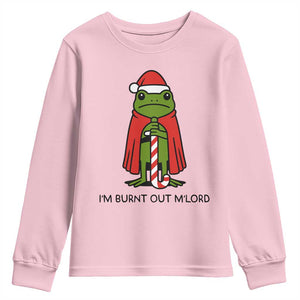 Funny Christmas Frog Knight Youth Sweatshirt I Am Burnt Out M Lord Medieval Meme TS11 Light Pink Print Your Wear