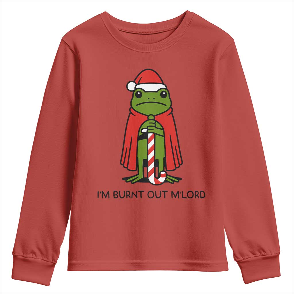 Funny Christmas Frog Knight Youth Sweatshirt I Am Burnt Out M Lord Medieval Meme TS11 Red Print Your Wear
