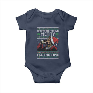 Here To Feeling Merry All The Time Christmas Baby Onesie Funny Xmas Comedy Movie TS11 Navy Print Your Wear