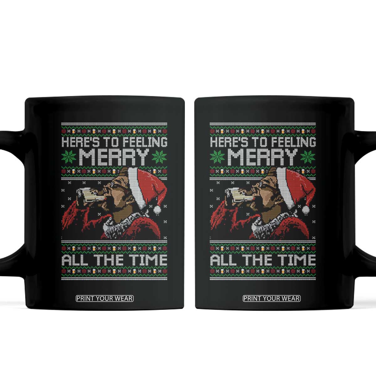 Here To Feeling Merry All The Time Christmas Coffee Mug Funny Xmas Comedy Movie TS11 Black Print Your Wear