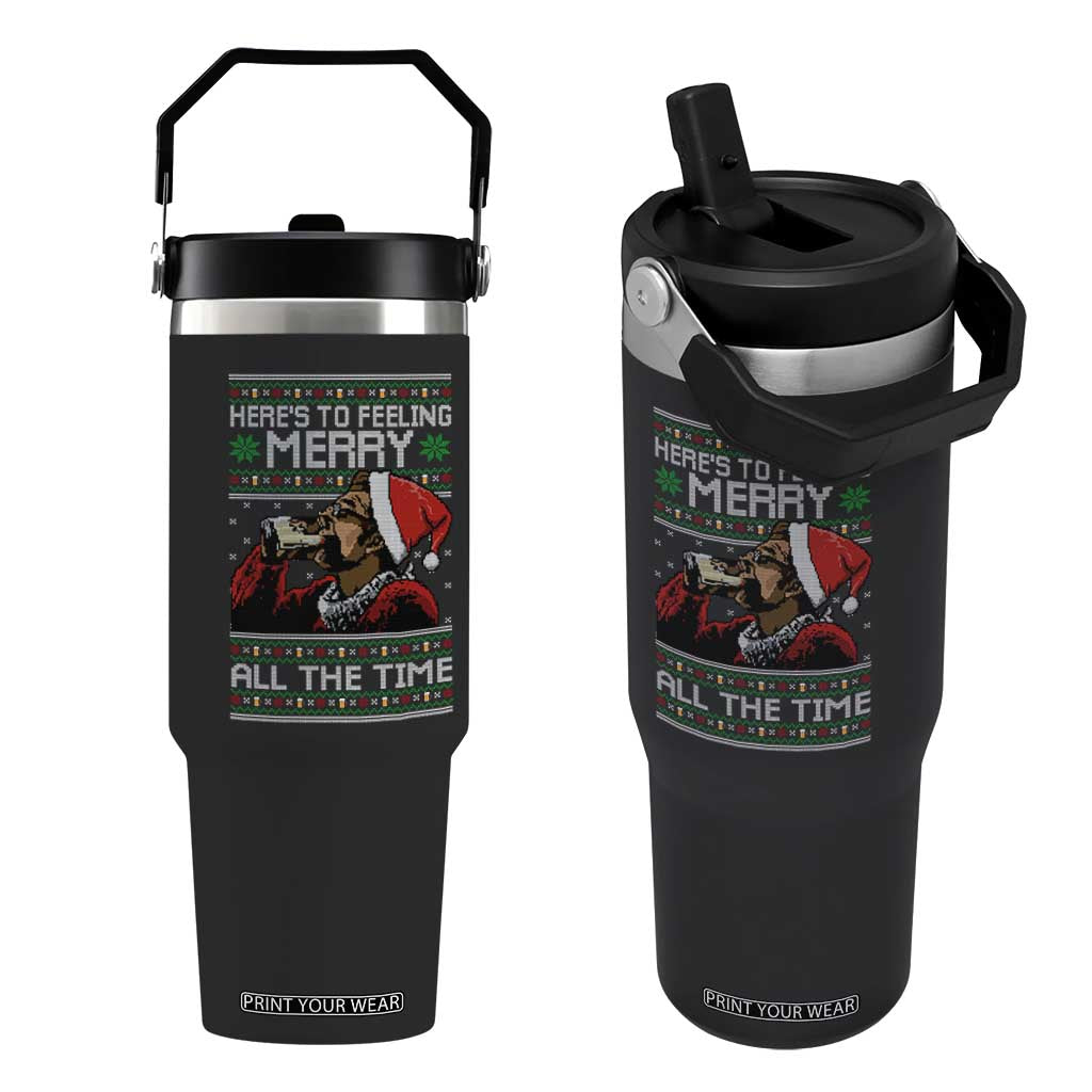 Here To Feeling Merry All The Time Christmas Flip Straw Tumbler Funny Xmas Comedy Movie TS11 One Size: 30 oz Black Print Your Wear