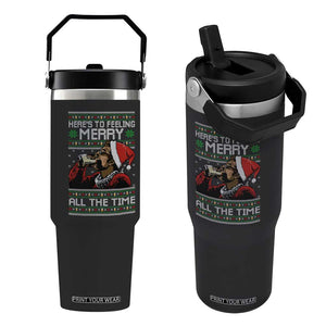 Here To Feeling Merry All The Time Christmas Flip Straw Tumbler Funny Xmas Comedy Movie TS11 One Size: 30 oz Black Print Your Wear