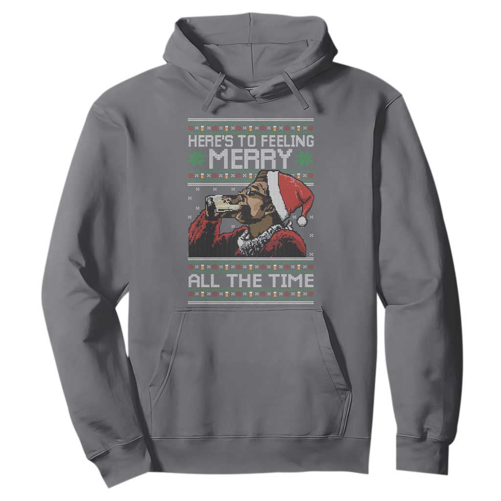 Here To Feeling Merry All The Time Christmas Hoodie Funny Xmas Comedy Movie TS11 Charcoal Print Your Wear