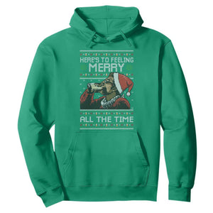 Here To Feeling Merry All The Time Christmas Hoodie Funny Xmas Comedy Movie TS11 Irish Green Print Your Wear
