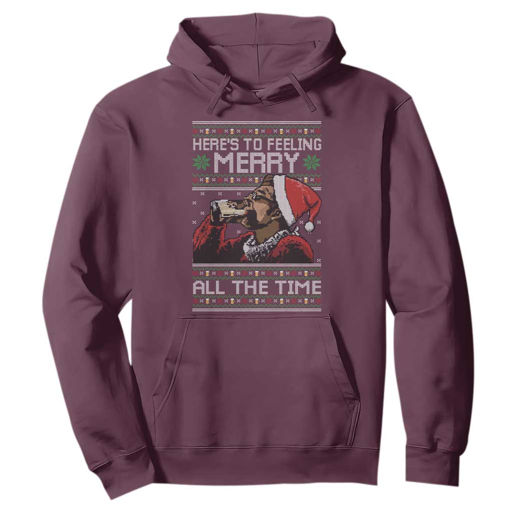 Here To Feeling Merry All The Time Christmas Hoodie Funny Xmas Comedy Movie TS11 Maroon Print Your Wear