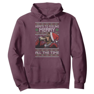 Here To Feeling Merry All The Time Christmas Hoodie Funny Xmas Comedy Movie TS11 Maroon Print Your Wear