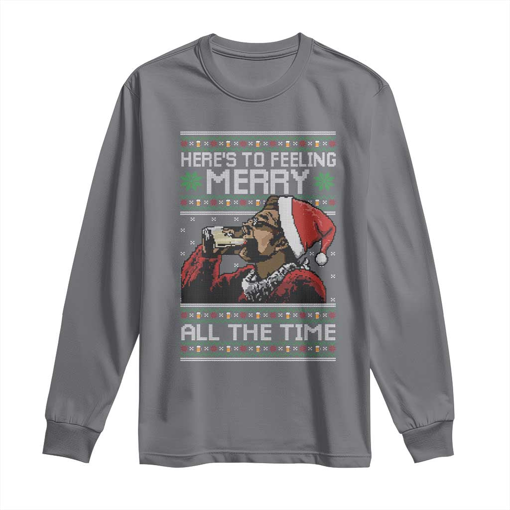 Here To Feeling Merry All The Time Christmas Long Sleeve Shirt Funny Xmas Comedy Movie TS11 Charcoal Print Your Wear