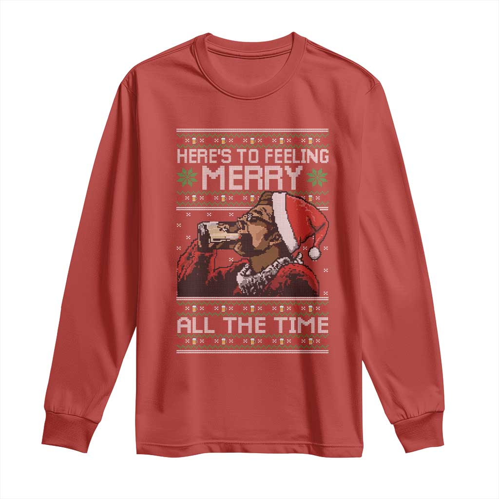 Here To Feeling Merry All The Time Christmas Long Sleeve Shirt Funny Xmas Comedy Movie TS11 Red Print Your Wear
