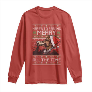Here To Feeling Merry All The Time Christmas Long Sleeve Shirt Funny Xmas Comedy Movie TS11 Red Print Your Wear