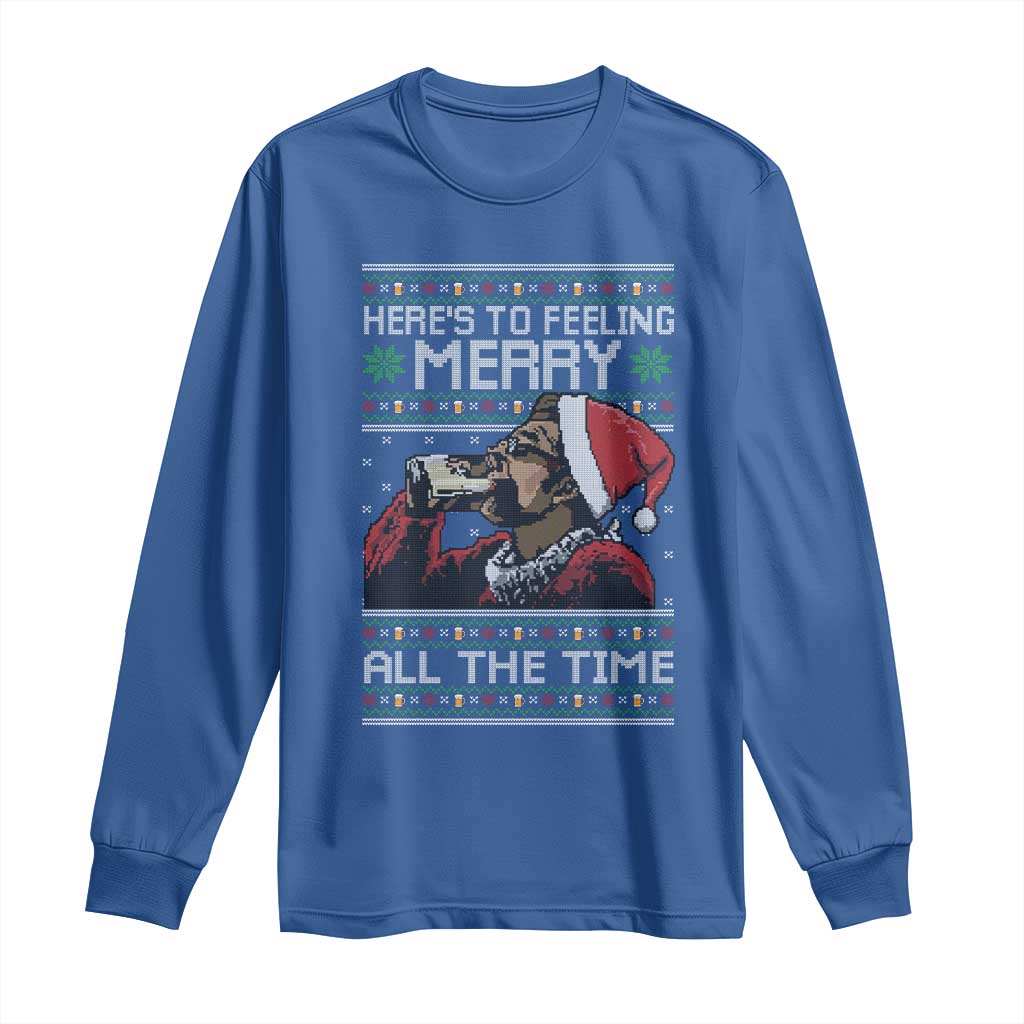 Here To Feeling Merry All The Time Christmas Long Sleeve Shirt Funny Xmas Comedy Movie TS11 Royal Blue Print Your Wear