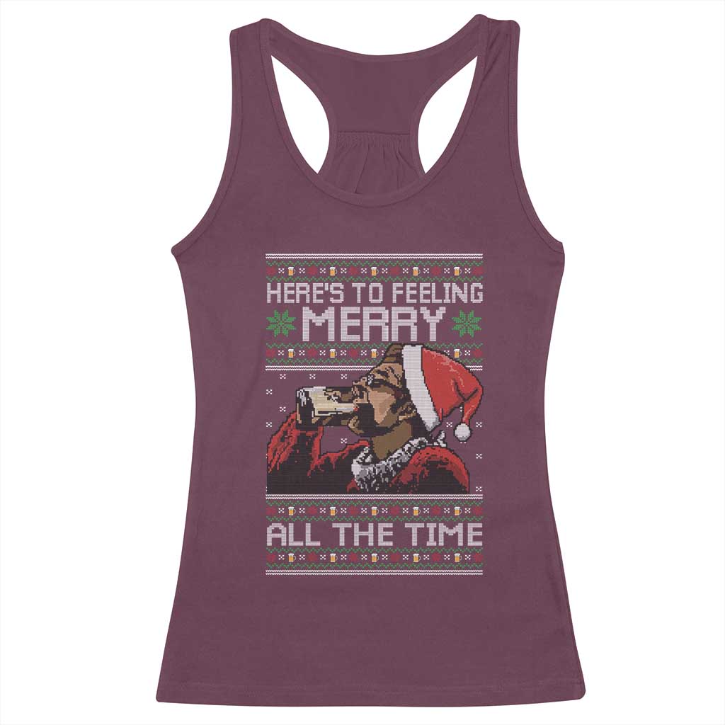 Here To Feeling Merry All The Time Christmas Racerback Tank Top Funny Xmas Comedy Movie TS11 Maroon Print Your Wear
