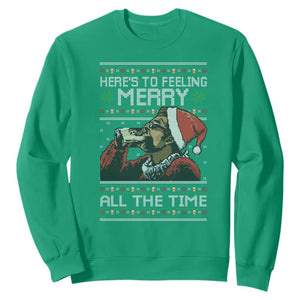 Here To Feeling Merry All The Time Christmas Sweatshirt Funny Xmas Comedy Movie TS11 Irish Green Print Your Wear