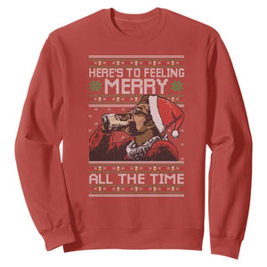 Here To Feeling Merry All The Time Christmas Sweatshirt Funny Xmas Comedy Movie TS11 Red Print Your Wear
