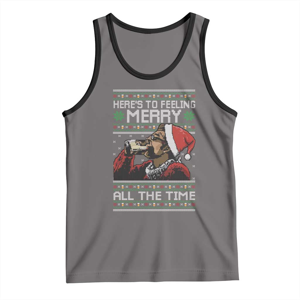 Here To Feeling Merry All The Time Christmas Tank Top Funny Xmas Comedy Movie TS11 Deep Heather Black Print Your Wear