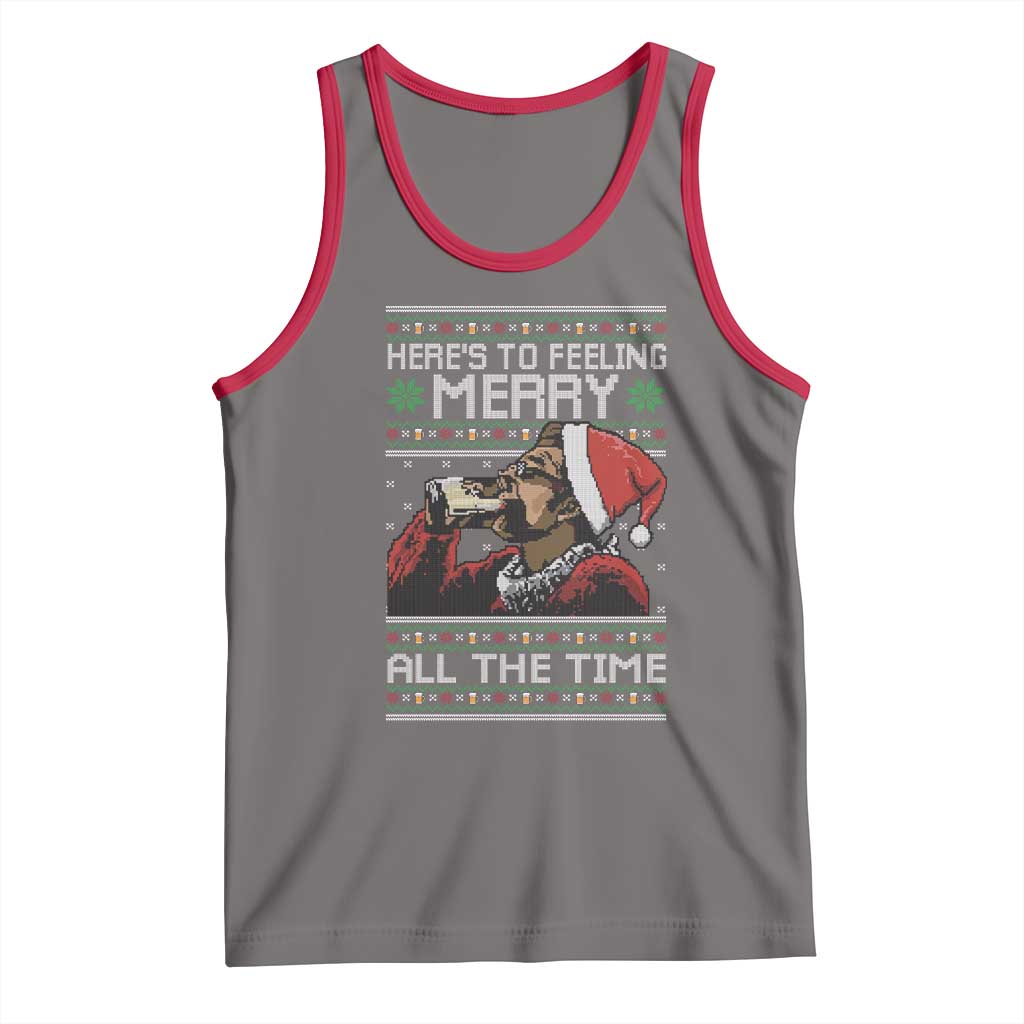 Here To Feeling Merry All The Time Christmas Tank Top Funny Xmas Comedy Movie TS11 Deep Heather Red Print Your Wear