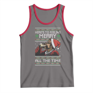 Here To Feeling Merry All The Time Christmas Tank Top Funny Xmas Comedy Movie TS11 Deep Heather Red Print Your Wear