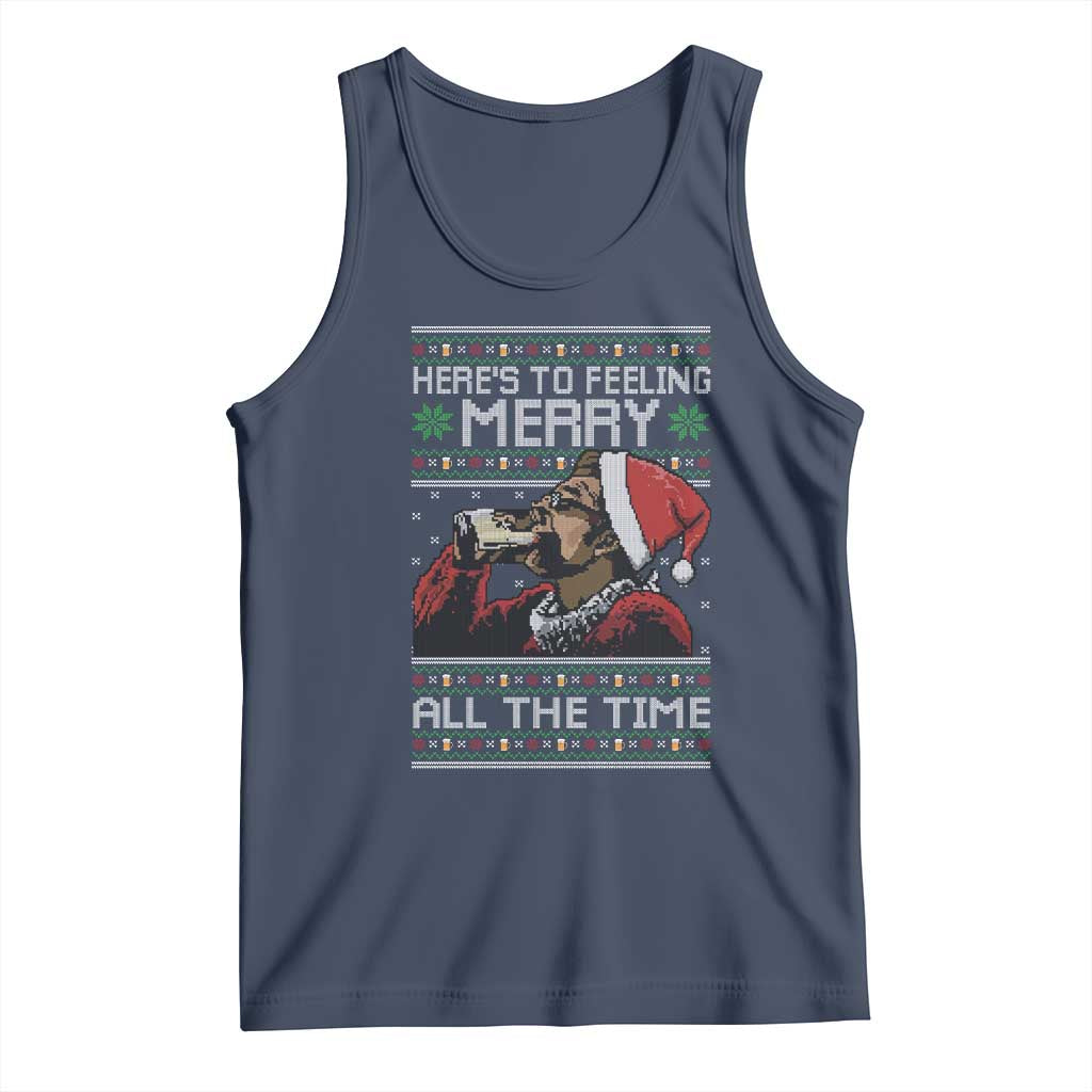 Here To Feeling Merry All The Time Christmas Tank Top Funny Xmas Comedy Movie TS11 Navy Print Your Wear