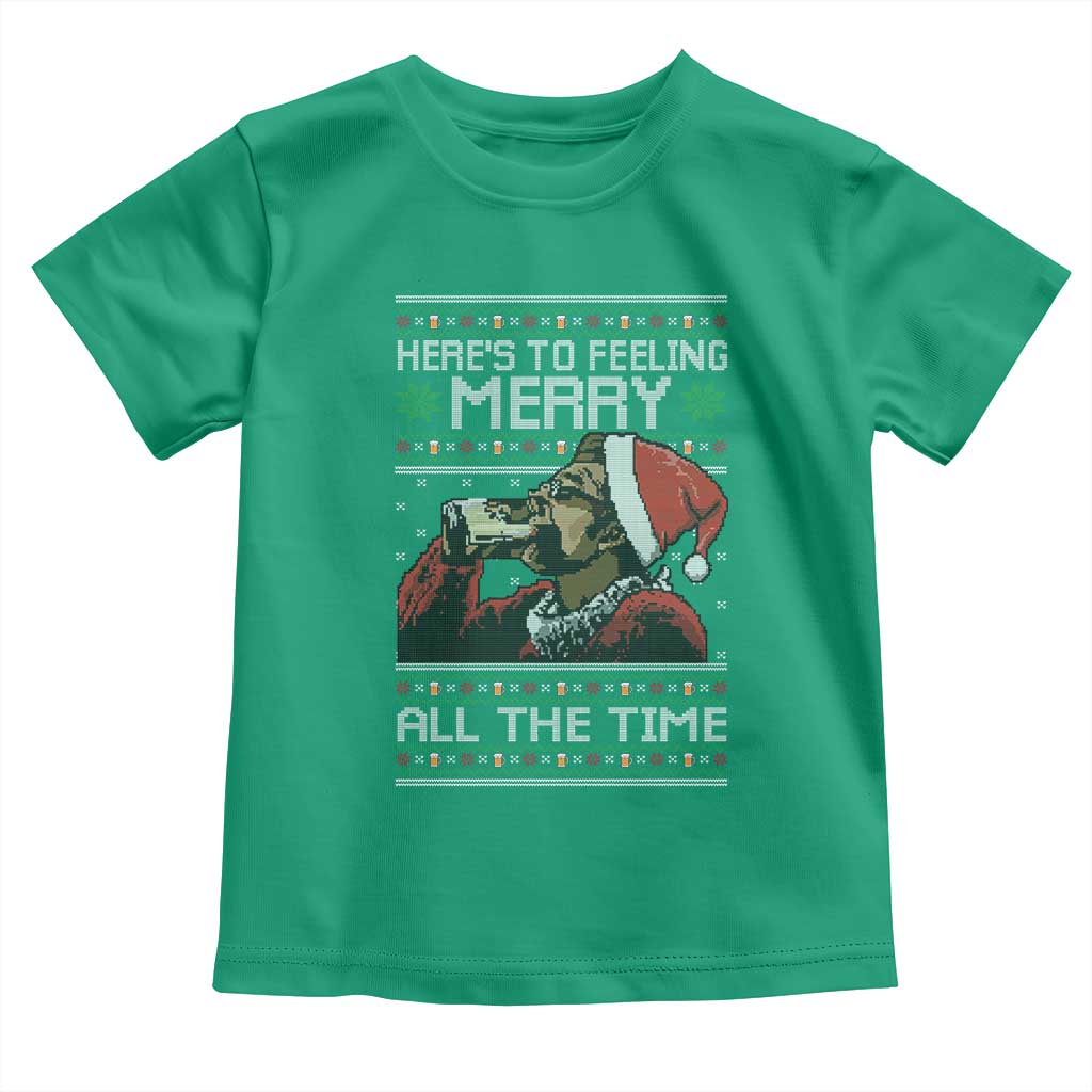 Here To Feeling Merry All The Time Christmas Toddler T Shirt Funny Xmas Comedy Movie TS11 Irish Green Print Your Wear
