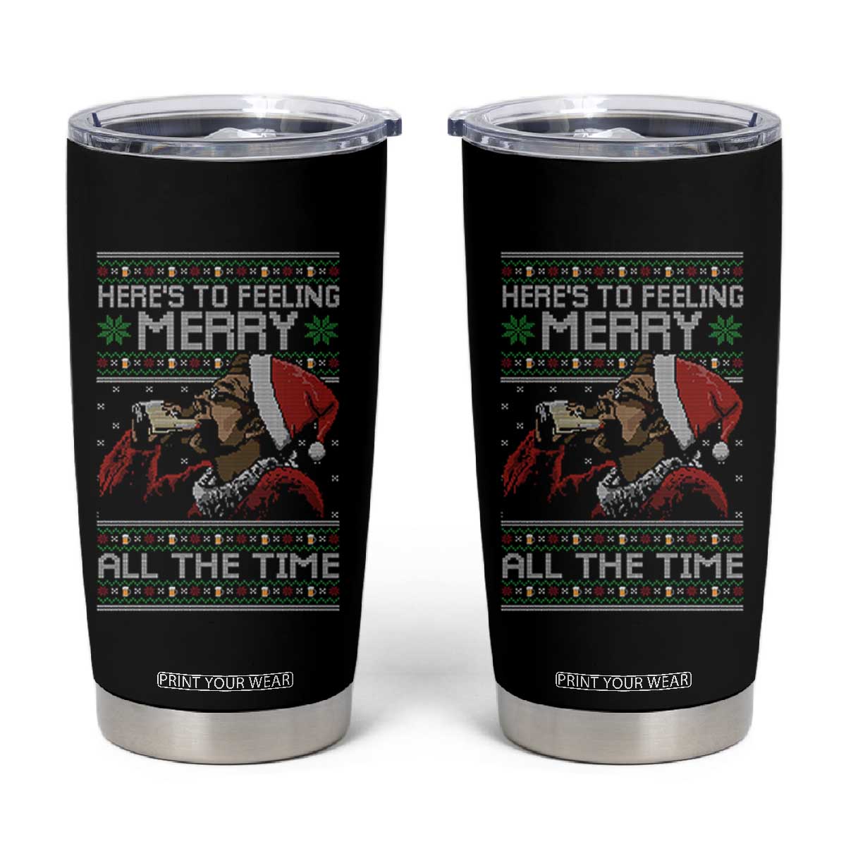 Here To Feeling Merry All The Time Christmas Tumbler Cup Funny Xmas Comedy Movie TS11 Black Print Your Wear