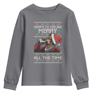 Here To Feeling Merry All The Time Christmas Youth Sweatshirt Funny Xmas Comedy Movie TS11 Charcoal Print Your Wear