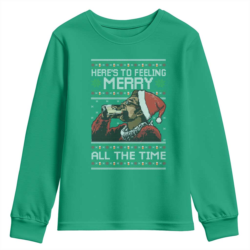 Here To Feeling Merry All The Time Christmas Youth Sweatshirt Funny Xmas Comedy Movie TS11 Irish Green Print Your Wear