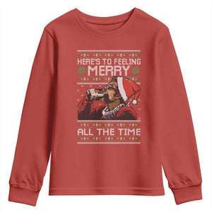 Here To Feeling Merry All The Time Christmas Youth Sweatshirt Funny Xmas Comedy Movie TS11 Red Print Your Wear