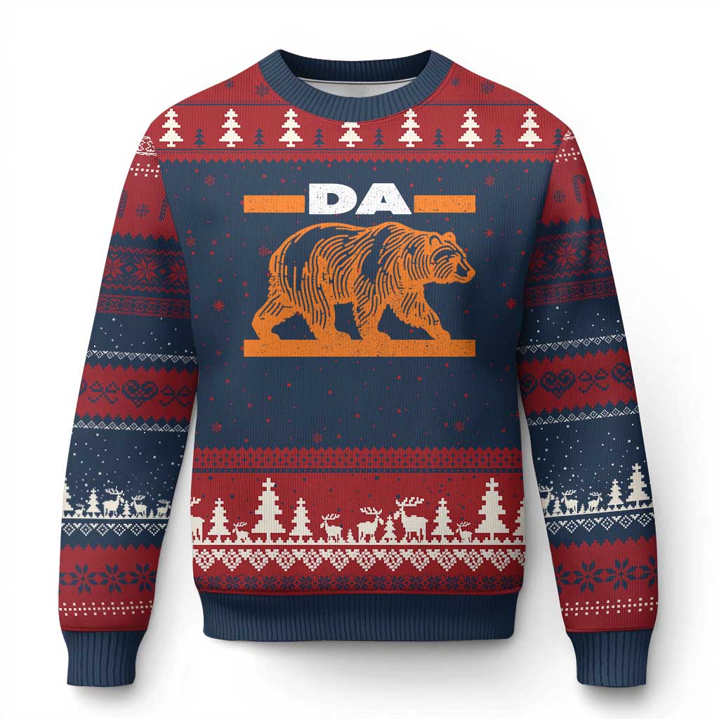 Bear Lover Ugly Christmas Sweater Funny Wildlife Orange Bear Walking TS11 Navy Red Print Your Wear
