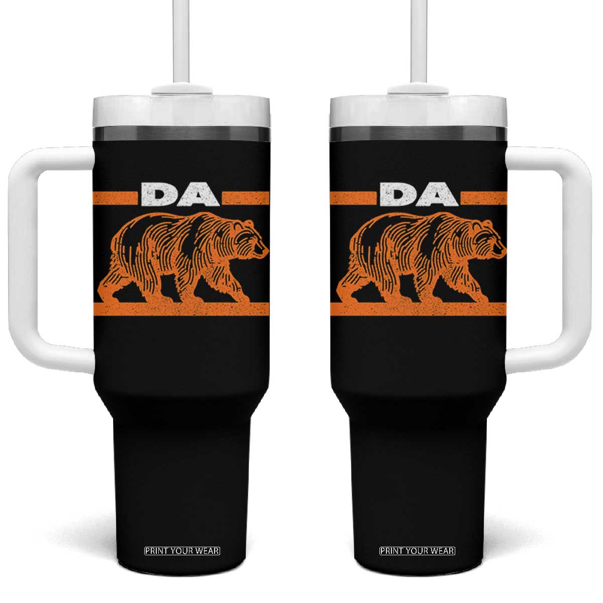 Bear Lover Tumbler With Handle Funny Wildlife Orange Bear Walking TS11 One Size: 40 oz Black Print Your Wear