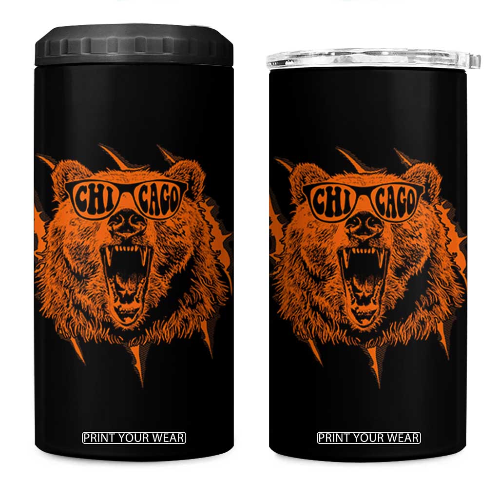 Wildlife Grizzly Bear Chicago Lover 4 in 1 Can Cooler Tumbler TS11 One Size: 16 oz Black Print Your Wear